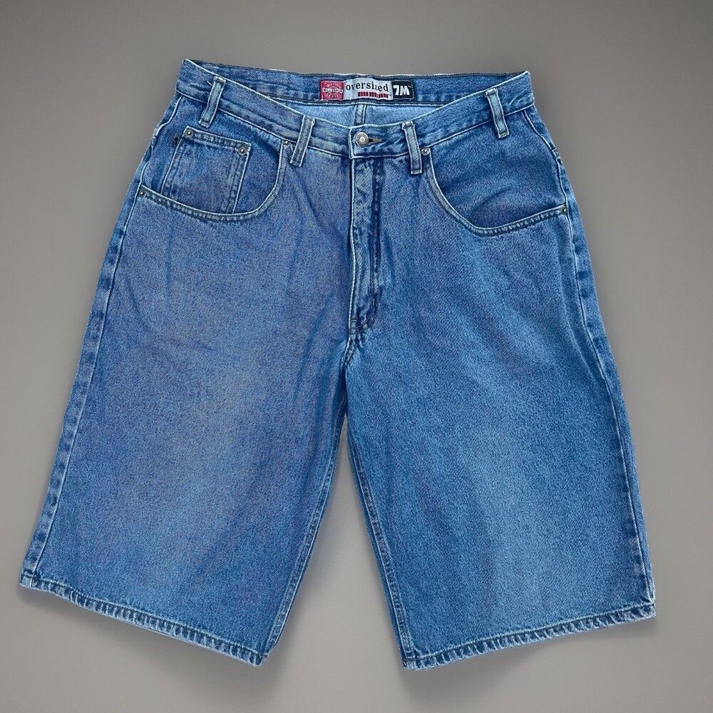 Bugle Boy Men’s Vintage Y2K Oversized 7M Denim Shorts 34 Baggy Blue 15” Skater